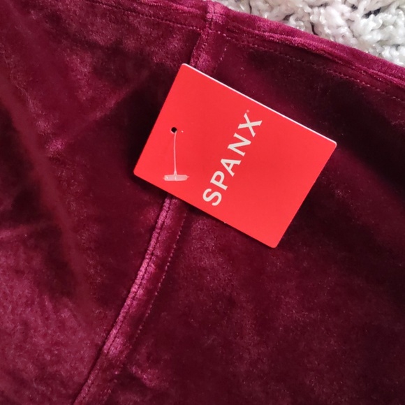 NWT Spanx Large Rich Burgundy Velvet Leggings - Picture 3 of 16